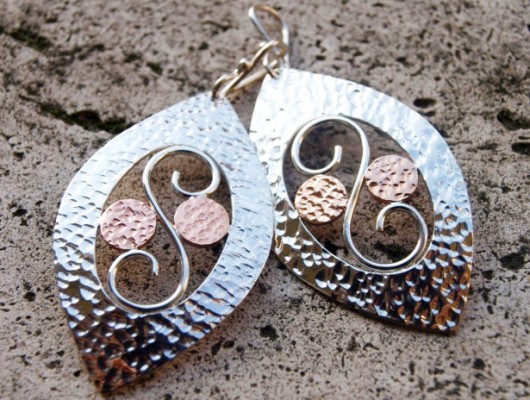 Silver earrings with oval and spiral (cod.OR.AG.02)