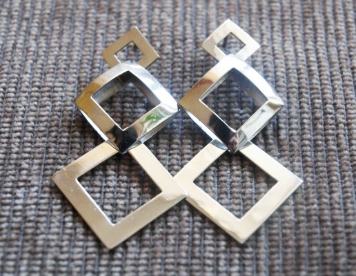 Silver earrings with three squares (cod.OR.AG.28)