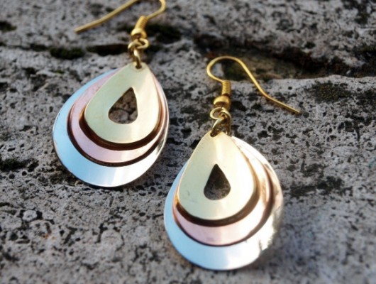 Three-colored drop earrings (cod.OR.OT.23)