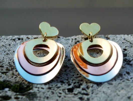 Golden silver earrings with small heart (code OR.AG.108)