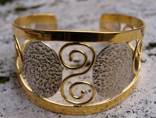 Bracciale in ottone con spirali e ovali in argento (cod.BR.OT.08)