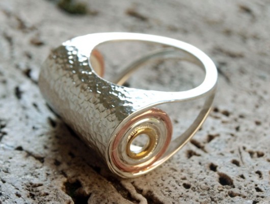 Silver ring with hammered effect (cod.AN.AG.04)