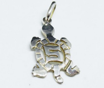 Pendente “tartarughina” in argento con lettera (cod. PN.AG.35)