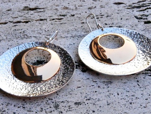 Orecchini in argento e due cerchi (cod.OR.AG.42)