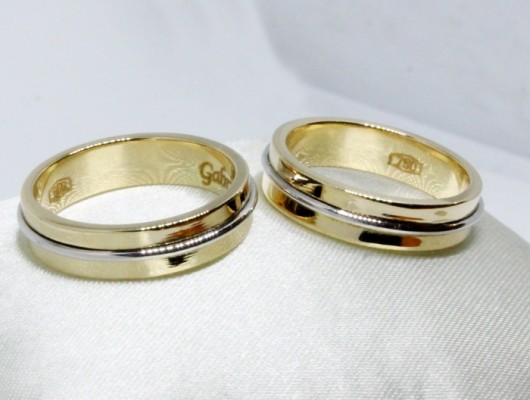 WEDDING RINGS IN GOLD WITH WIRE IN WHITE GOLD (Cod. FN.AU.12)