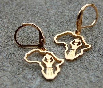 Africa earrings in gilt silver with woman figure (cod. OR.AG.90)