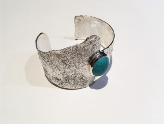 ETHNIC SILVER BRACELET WITH TURQUOISE STONE (COD. BR.AG.34)