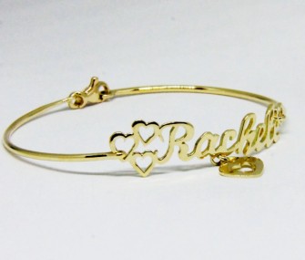 GOLD BRACELET WITH NAME AND HEARTS (COD. BR.AU.01)